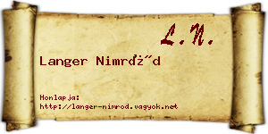 Langer Nimród névjegykártya